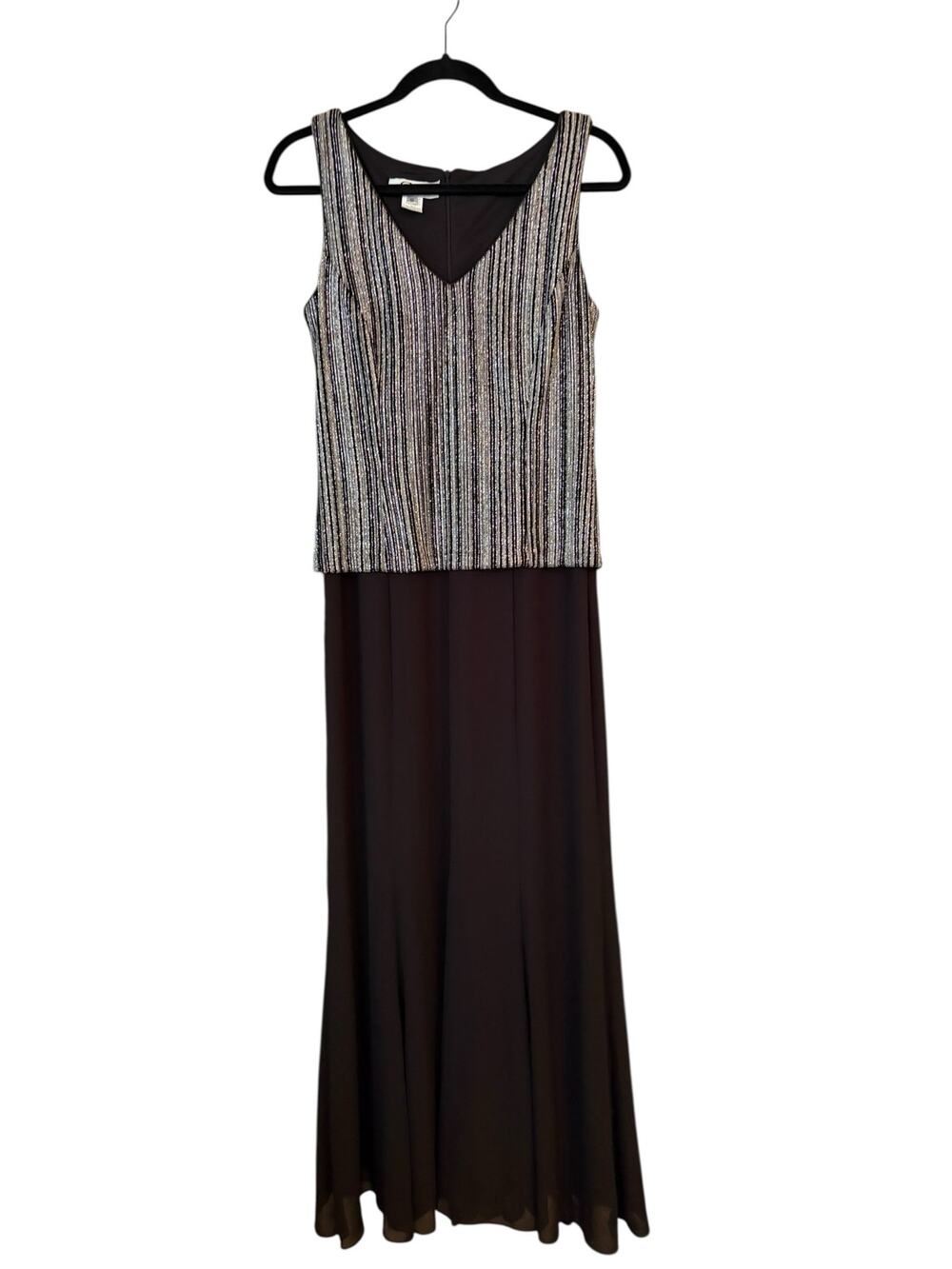Patra Vintage Black Maxi Dress Silver Sparkly Sleeveless Sz 10 Cocktail Dress